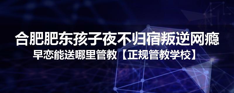 合肥肥东孩子夜不归宿叛逆网瘾早恋能送哪里管教【正规管教学校】