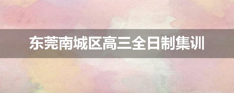 东莞南城区高三全日制集训
