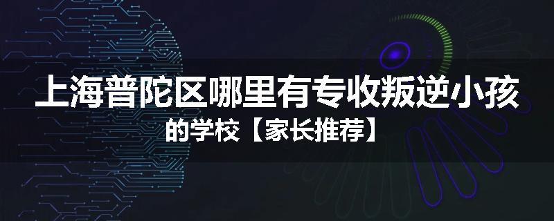 上海普陀区哪里有专收叛逆小孩的学校【家长推荐】