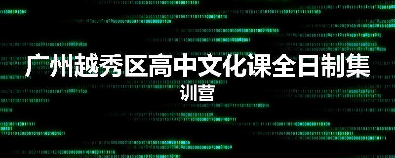广州越秀区高中文化课全日制集训营