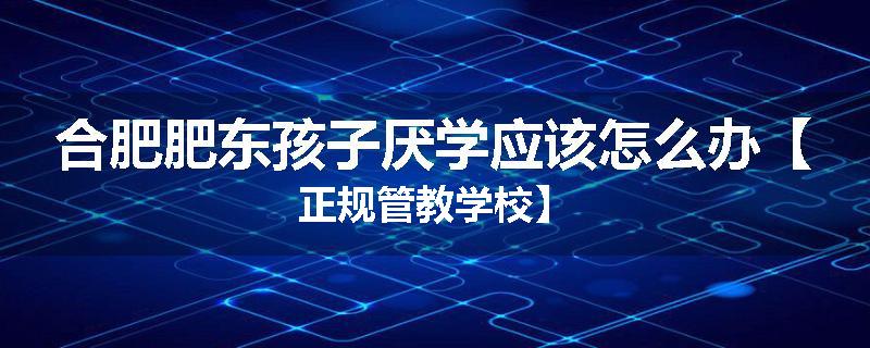 合肥肥东孩子厌学应该怎么办【正规管教学校】