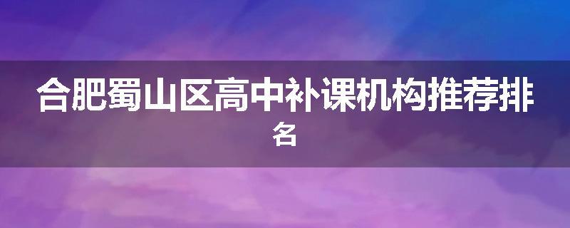 合肥蜀山区高中补课机构推荐排名