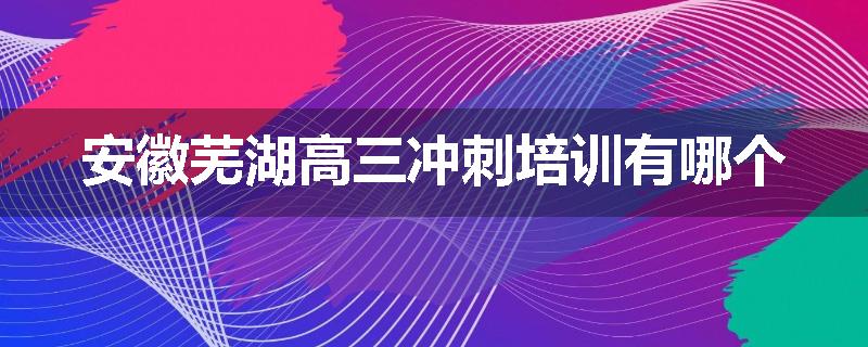 安徽芜湖高三冲刺培训有哪个