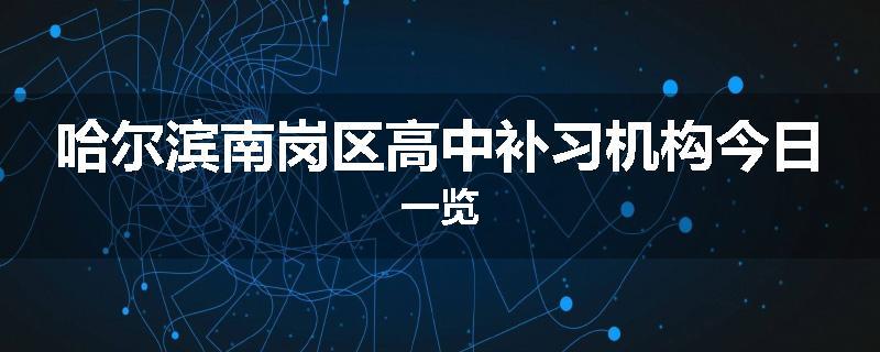 哈尔滨南岗区高中补习机构今日一览