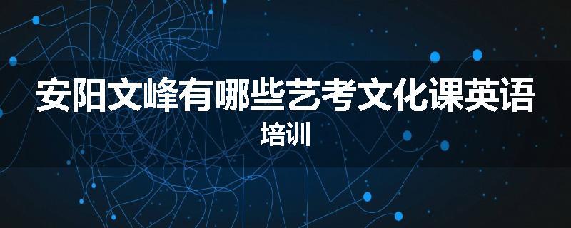 安阳文峰有哪些艺考文化课英语培训