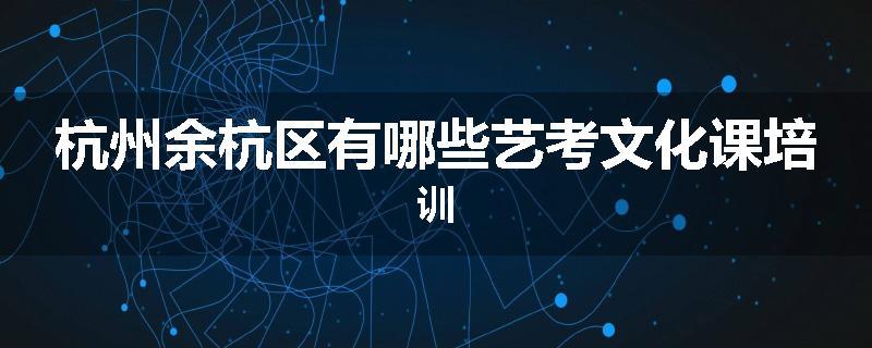 杭州余杭区有哪些艺考文化课培训