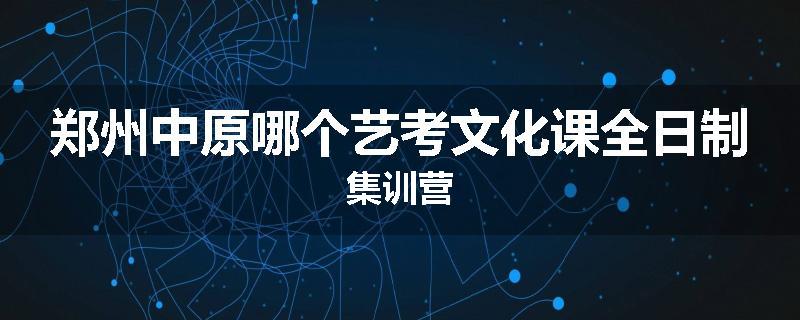 郑州中原哪个艺考文化课全日制集训营