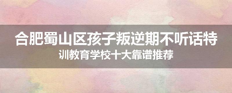 合肥蜀山区孩子叛逆期不听话特训教育学校十大靠谱推荐