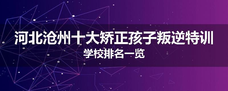 河北沧州十大矫正孩子叛逆特训学校排名一览