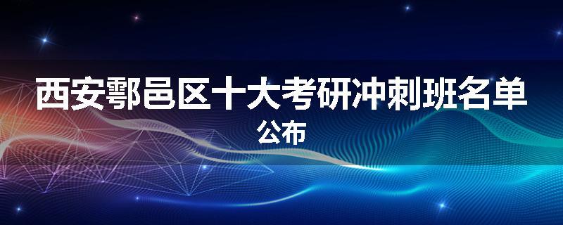 西安鄠邑区十大考研冲刺班名单公布