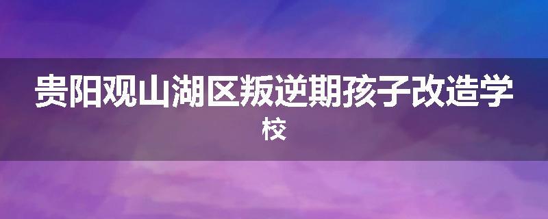 贵阳观山湖区叛逆期孩子改造学校