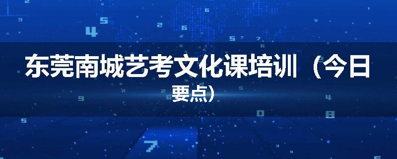 东莞南城艺考文化课培训（今日要点）
