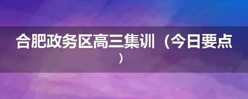 合肥政务区高三集训（今日要点）