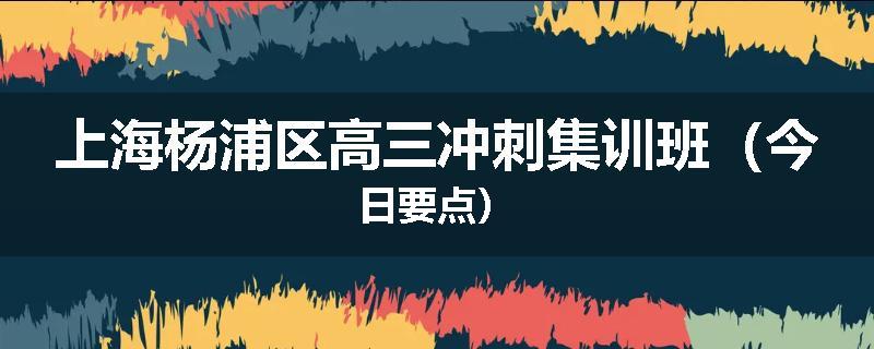 上海杨浦区高三冲刺集训班（今日要点）
