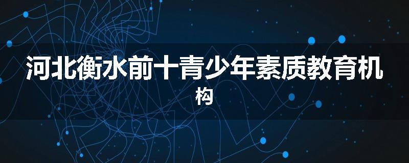 河北衡水前十青少年素质教育机构