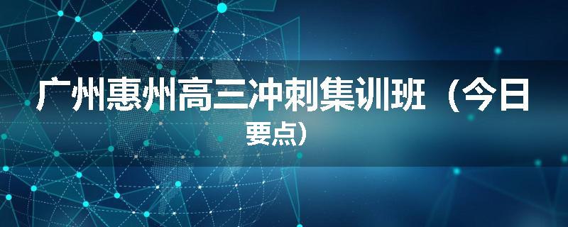 广州惠州高三冲刺集训班（今日要点）