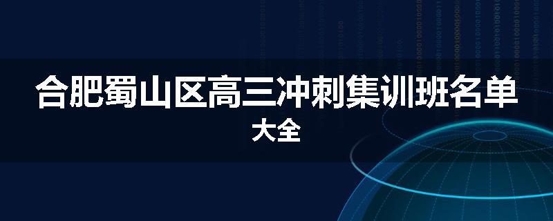 合肥蜀山区高三冲刺集训班名单大全
