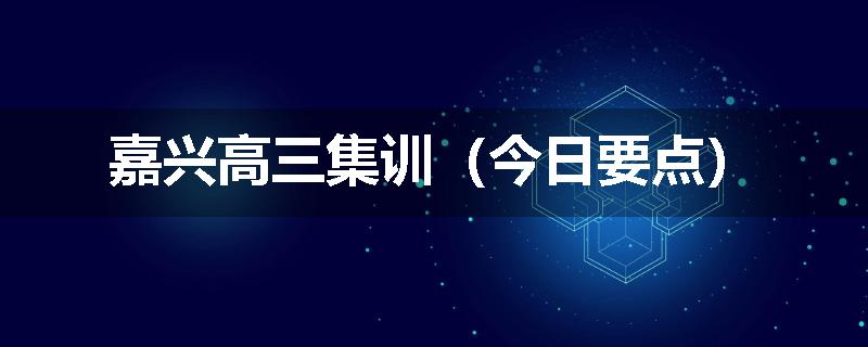 嘉兴高三集训（今日要点）