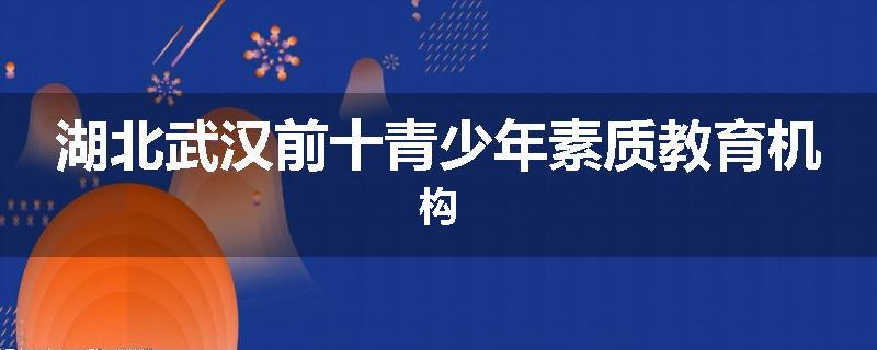 湖北武汉前十青少年素质教育机构