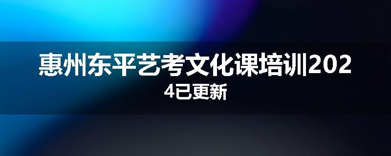 惠州东平艺考文化课培训2024已更新