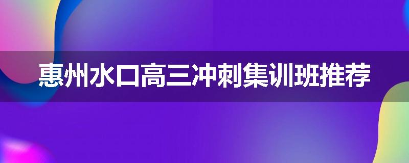 惠州水口高三冲刺集训班推荐