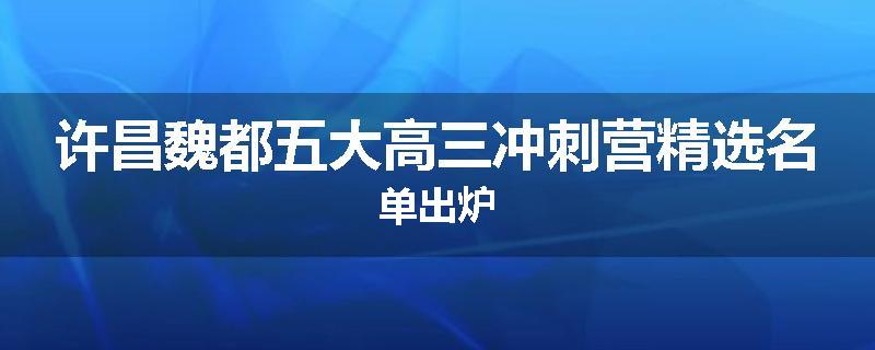 许昌魏都五大高三冲刺营精选名单出炉