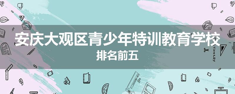 安庆大观区青少年特训教育学校排名前五