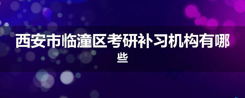 西安市临潼区考研补习机构有哪些