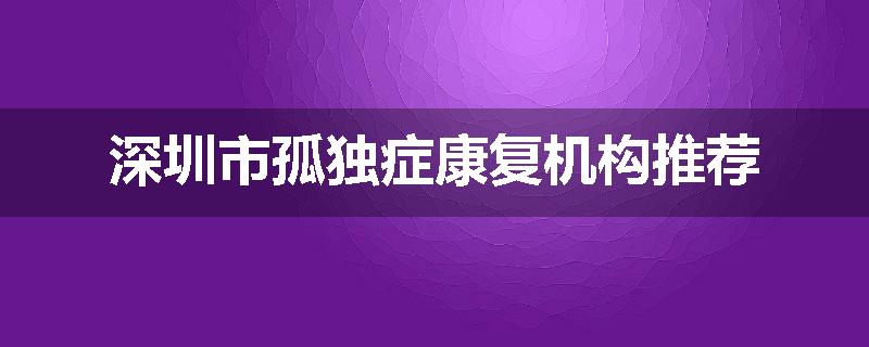 深圳市孤独症康复机构推荐