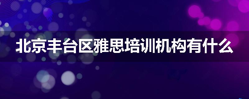 北京丰台区雅思培训机构有什么