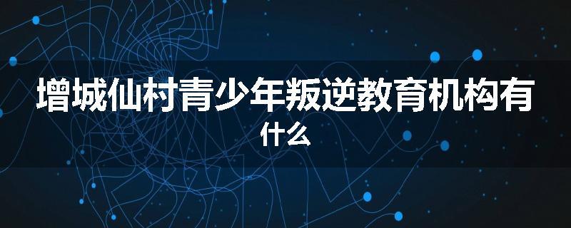 增城仙村青少年叛逆教育机构有什么