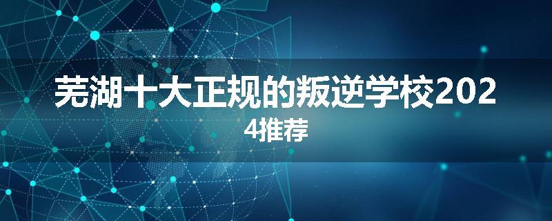 芜湖十大正规的叛逆学校2024推荐