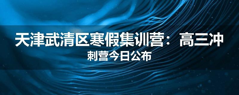 天津武清区寒假集训营：高三冲刺营今日公布