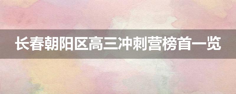 长春朝阳区高三冲刺营榜首一览