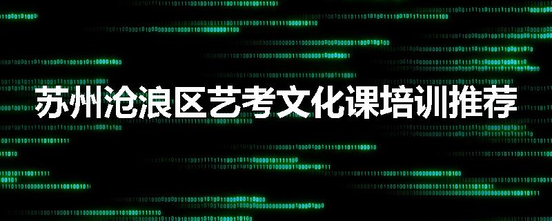 苏州沧浪区艺考文化课培训推荐