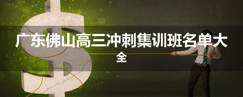 广东佛山高三冲刺集训班名单大全
