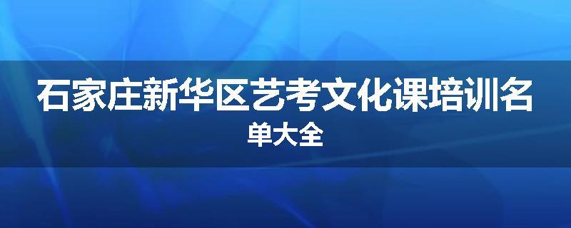 石家庄新华区艺考文化课培训名单大全