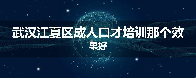 武汉江夏区成人口才培训那个效果好