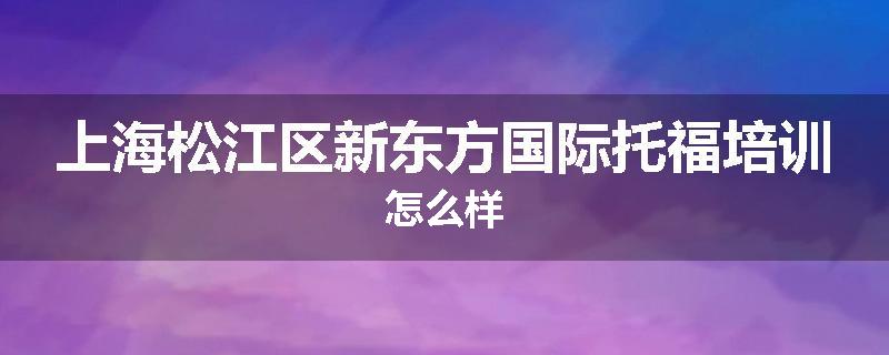 上海松江区新东方国际托福培训怎么样