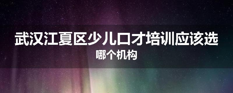 武汉江夏区少儿口才培训应该选哪个机构
