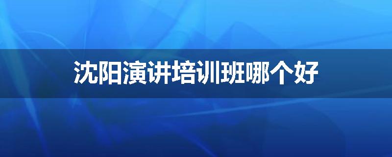 沈阳演讲培训班哪个好