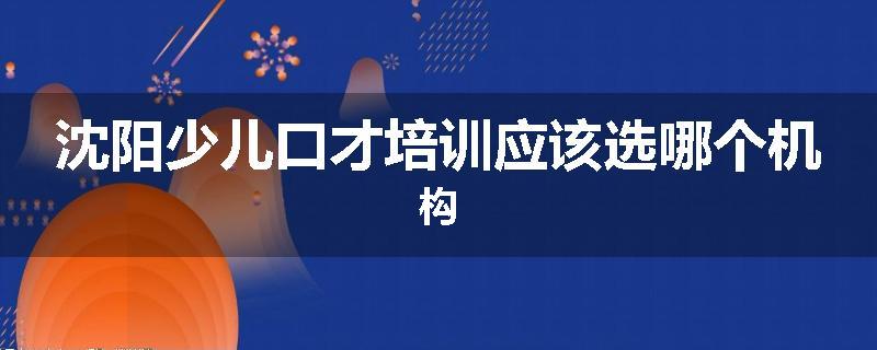 沈阳少儿口才培训应该选哪个机构
