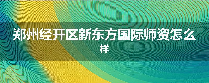 郑州经开区新东方国际师资怎么样