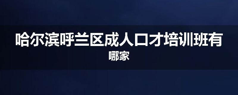 哈尔滨呼兰区成人口才培训班有哪家