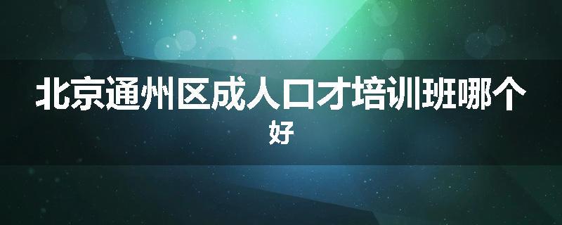 北京通州区成人口才培训班哪个好