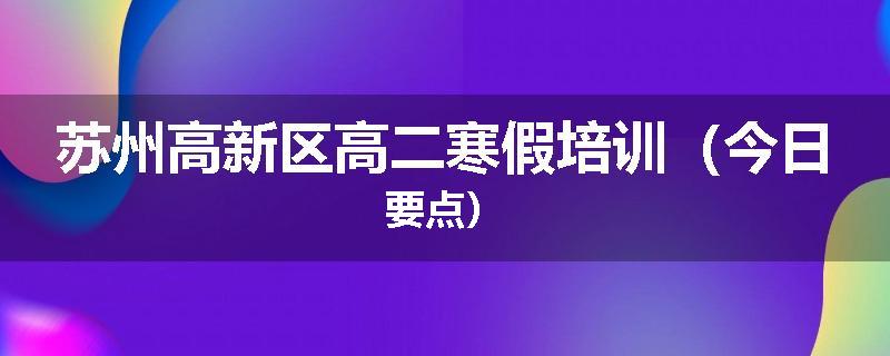 苏州高新区高二寒假培训（今日要点）