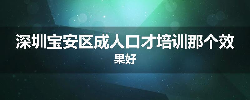 深圳宝安区成人口才培训那个效果好