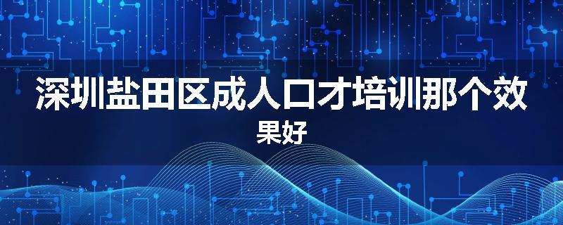 深圳盐田区成人口才培训那个效果好