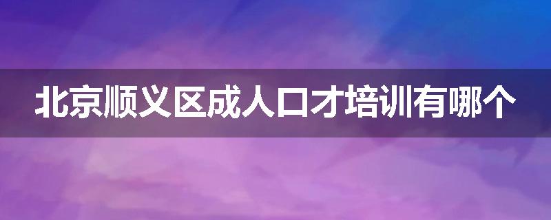 北京顺义区成人口才培训有哪个