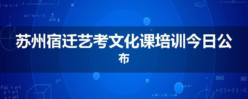 苏州宿迁艺考文化课培训今日公布